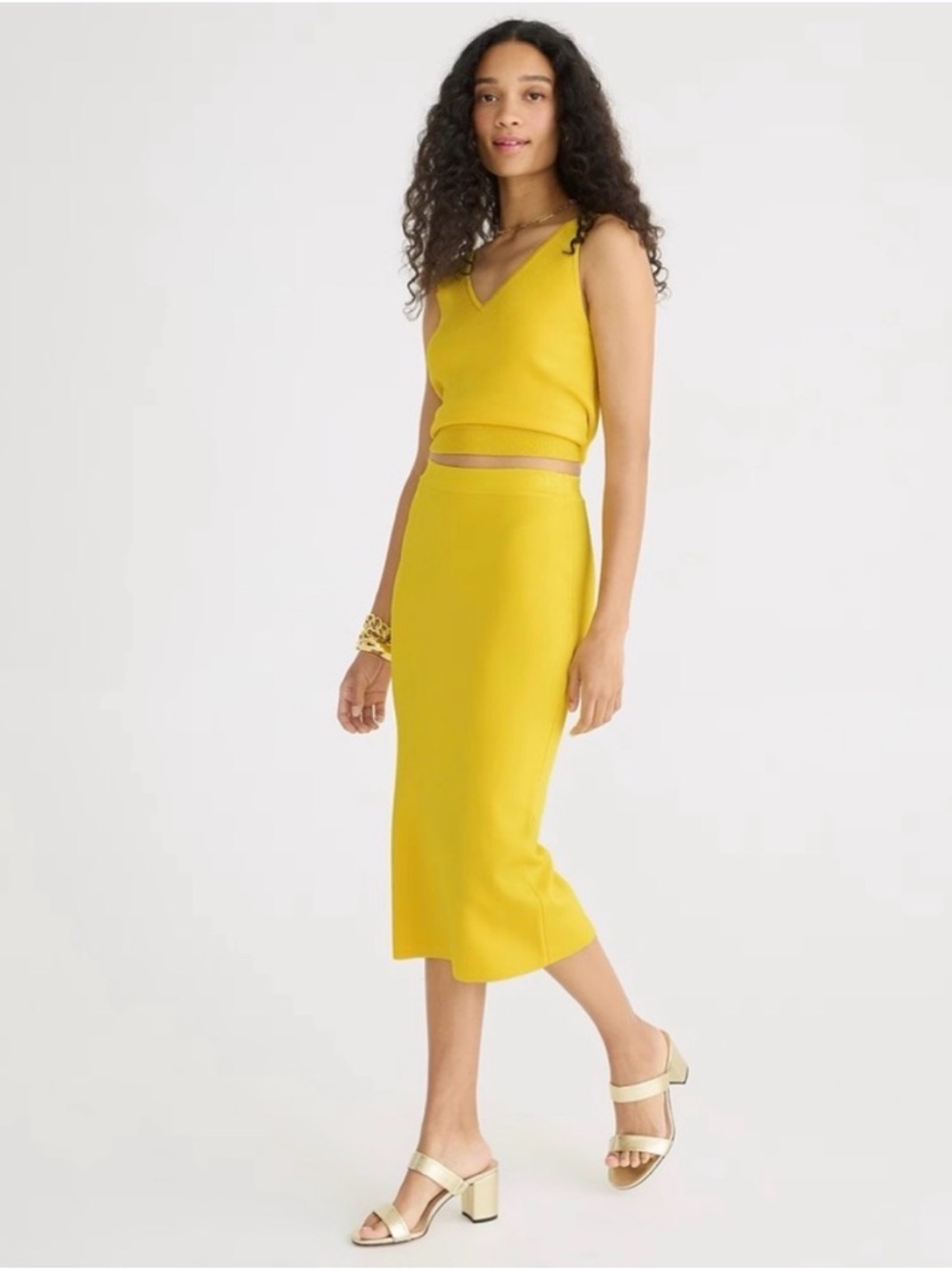J. Crew Yellow Midi Pencil Skirt